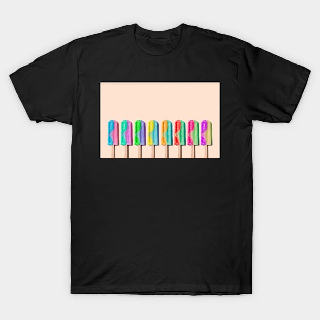 Row of rainbow-colored icecream lollies T-Shirt by karinelizabeth